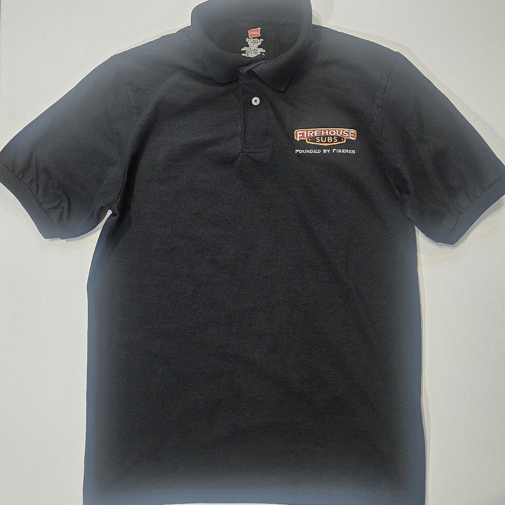 Hanes‎ Polo Mens Small Black Firehouse Subs Employee Uniform Top Limited Edition